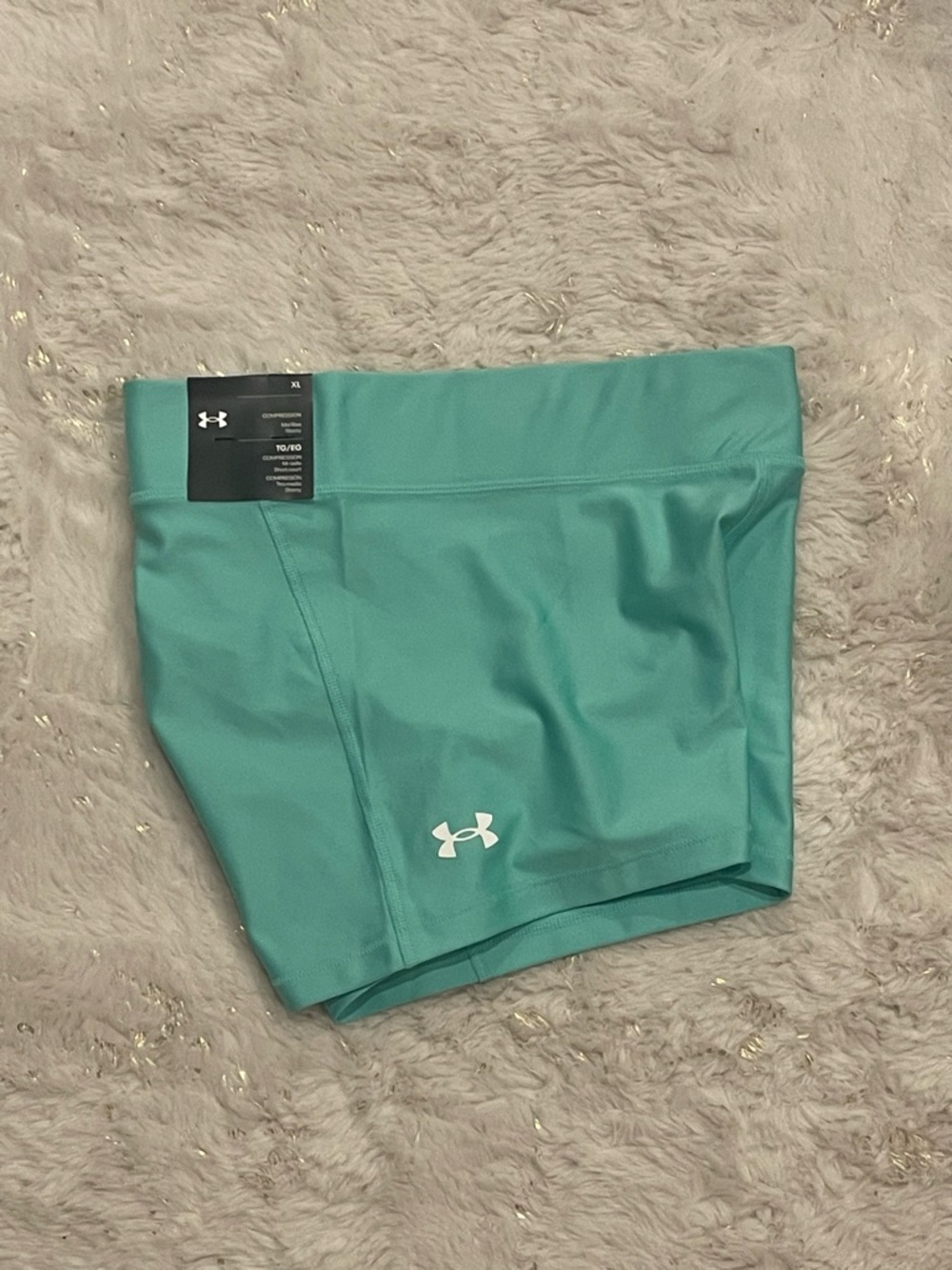 UNDER ARMOUR ARMOR WOMENS COMPRESSION SHORTS XL EXTRA LARGE GREEN MINT ATHLETIC